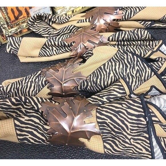 Napkin Rings Fall Leaf Metal Bronze IHR Animal Print Paper/Cloth Napkins Bundle - Picture 4 of 6